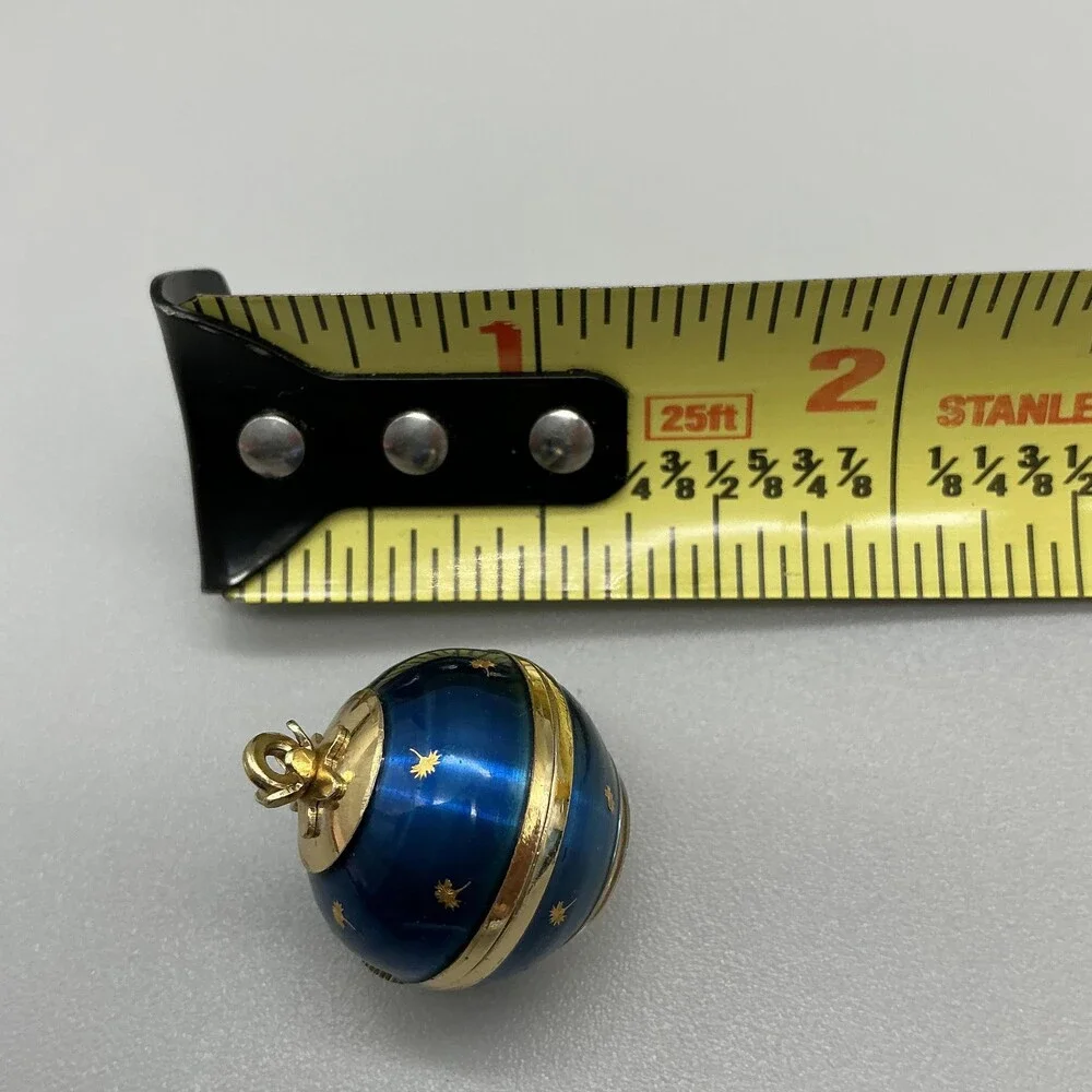 Vintage Buler Pendant Watch Women 21mm Blue Enamel Orb /Globe 17J Swiss Manual